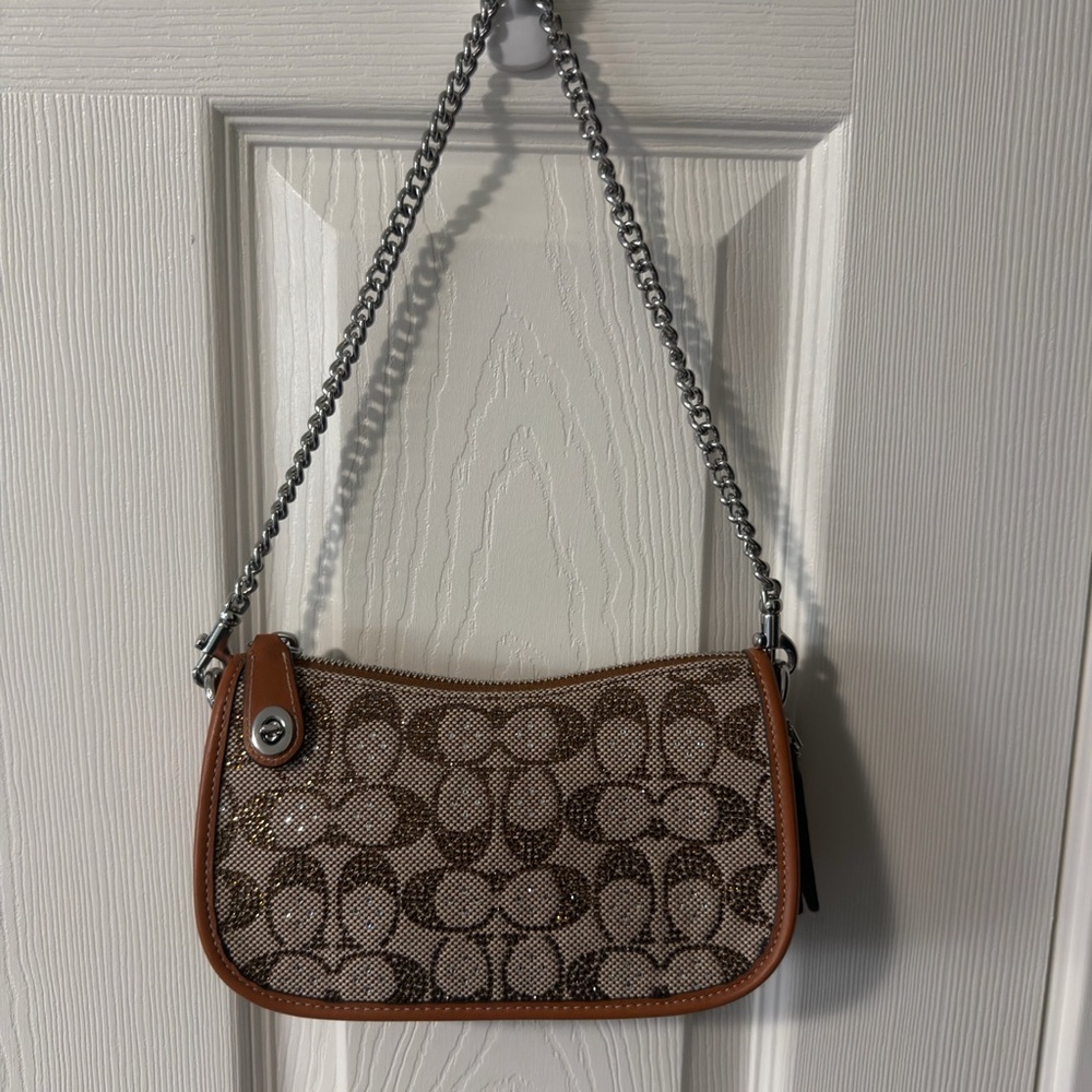 Coach swinger bag 20 with chain in Crystal Signature Jacquard